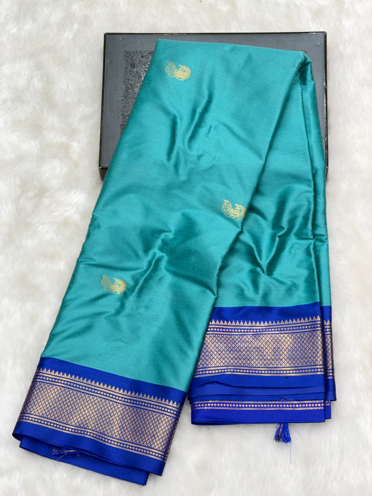 Sico Paithani Sky Blue With Blue Border F01