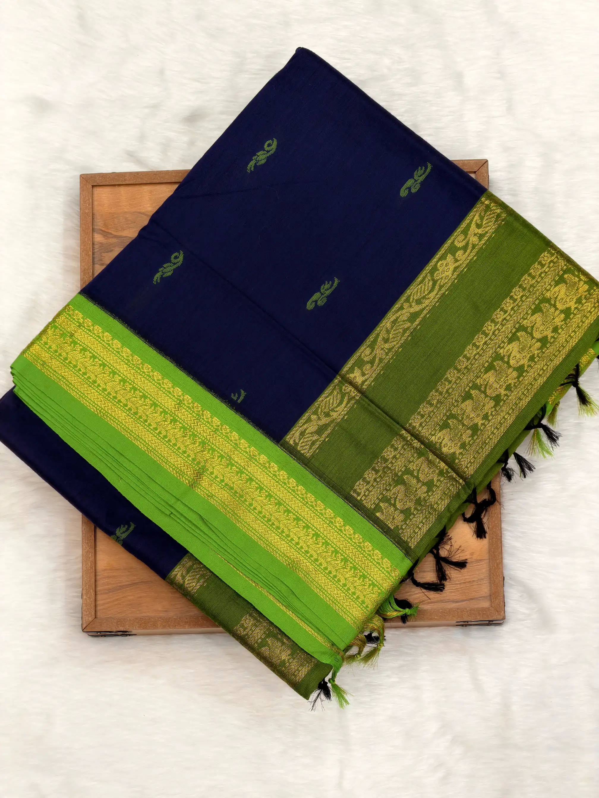 Lata Gadwal Blue WIth Parrot Border F11