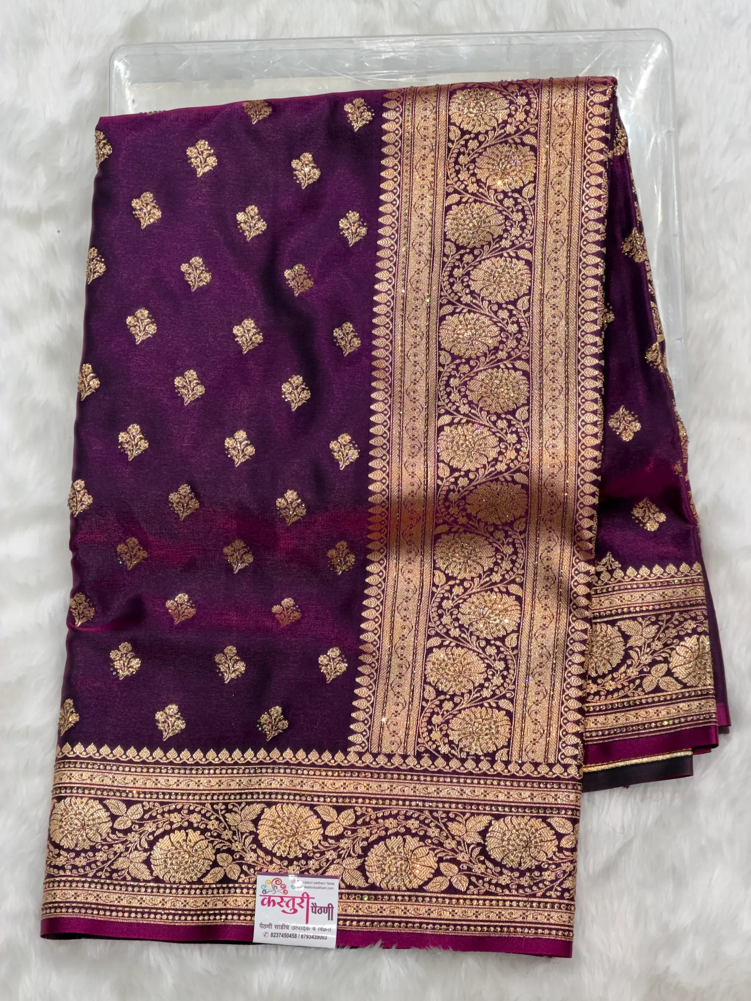 Banarasi Shalu Sarees Burgundy J01