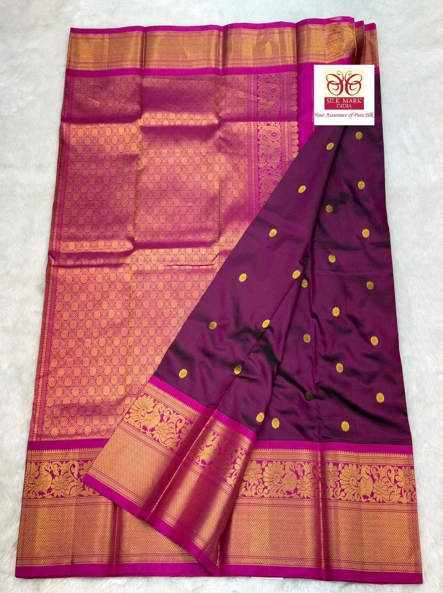Pure Silk Handloom Gadwal Saree Wine M01