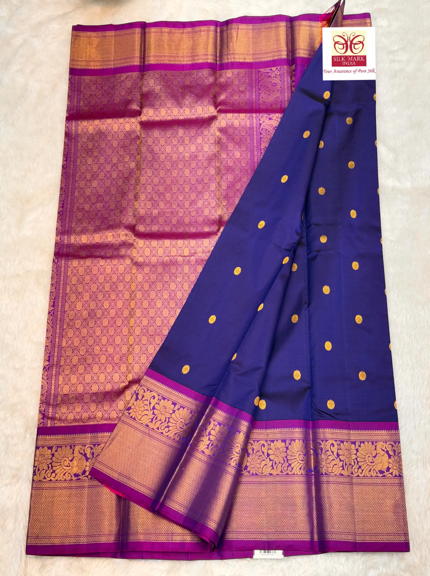 Pure Silk Handloom Gadwal Saree Blue M01