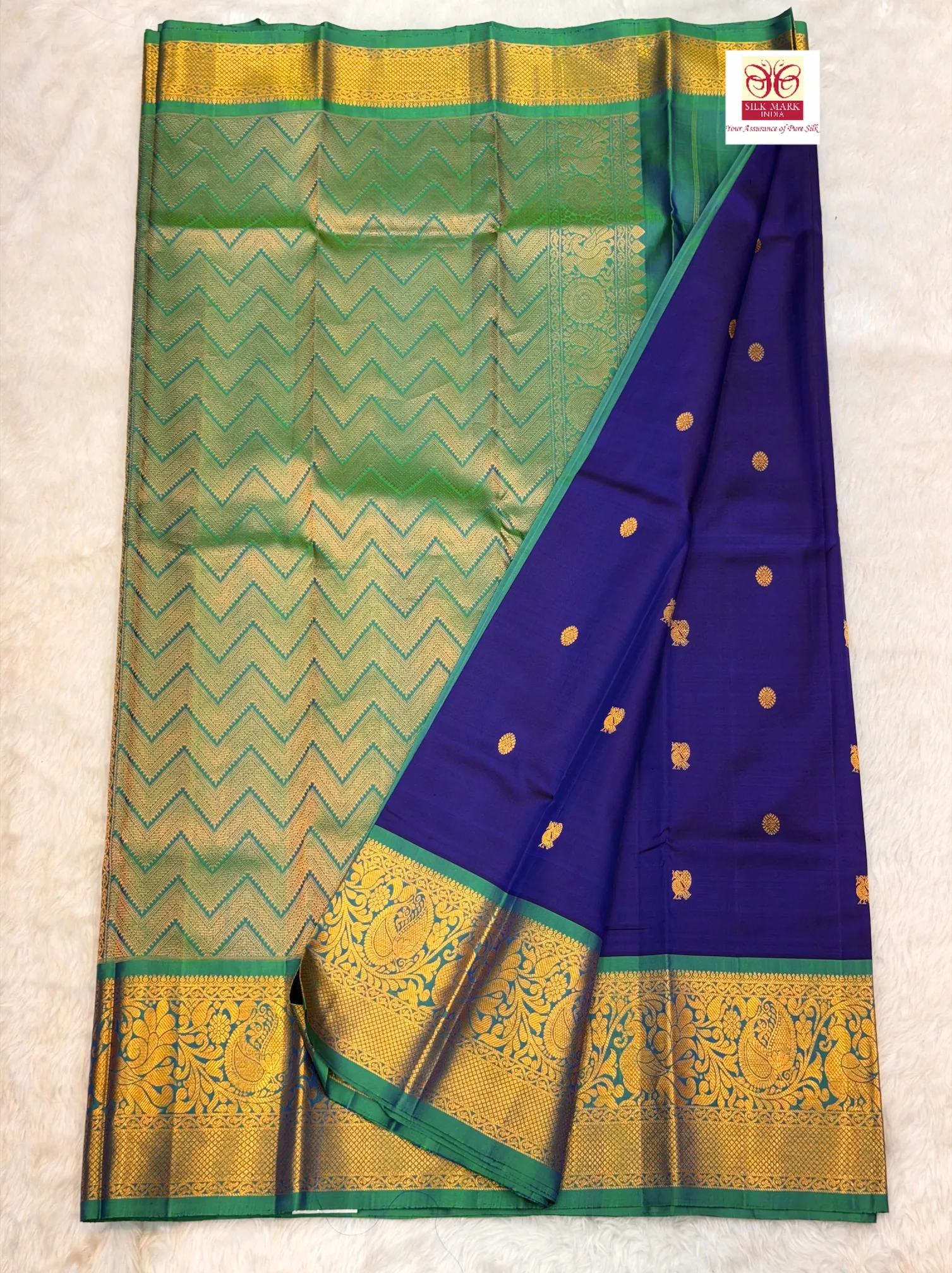 Pure Silk Handloom Gadwal Saree Royal Blue M01