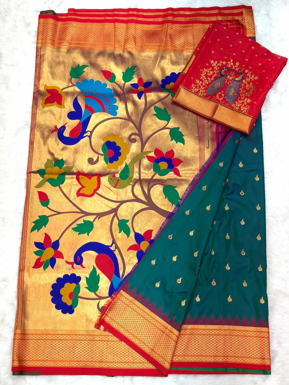 Pooja Kalanjali Paithani With Work Designer Blouse Morpankhi L11