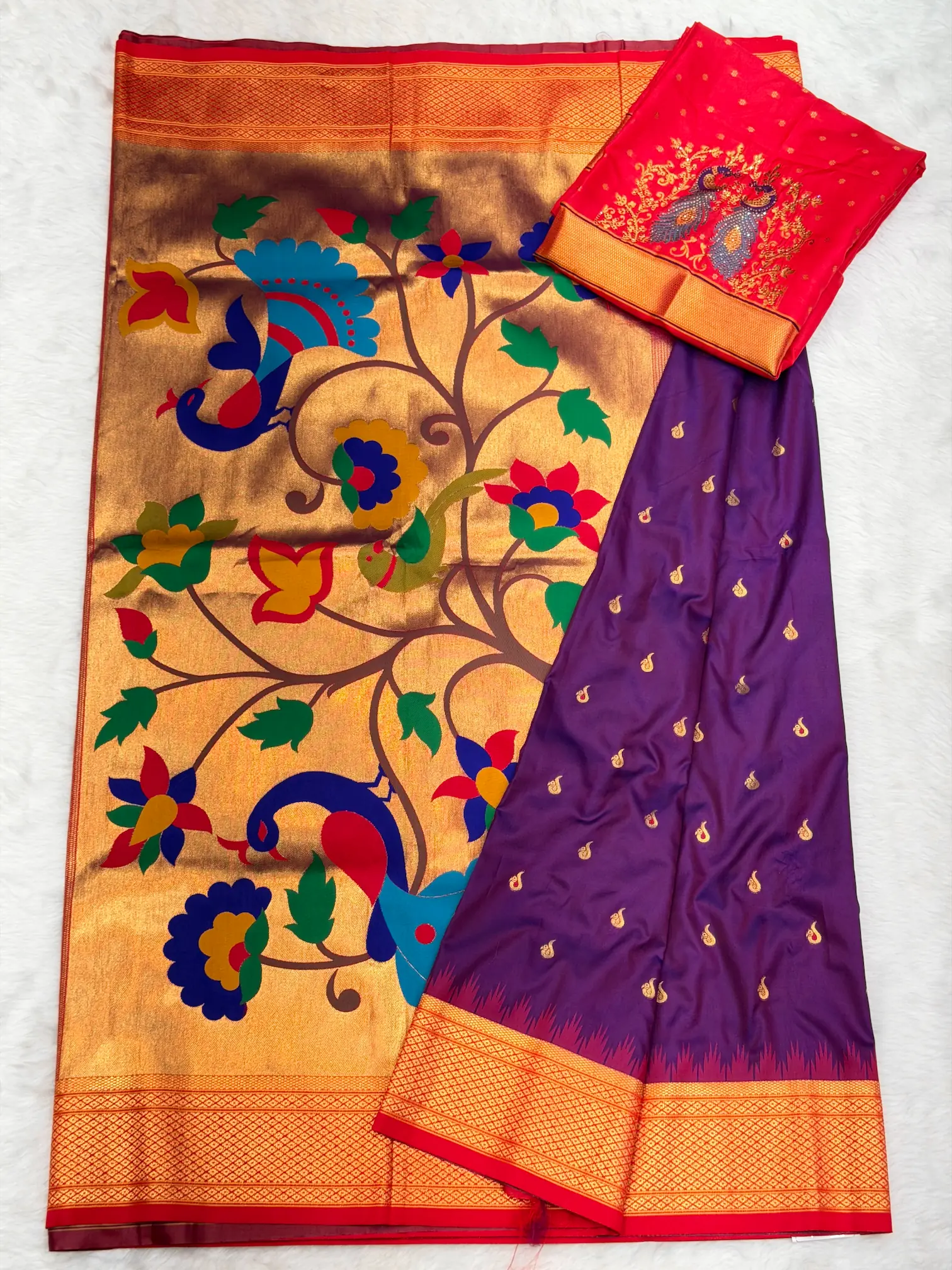 Pooja Kalanjali Paithani With Work Designer Blouse Paithani L11