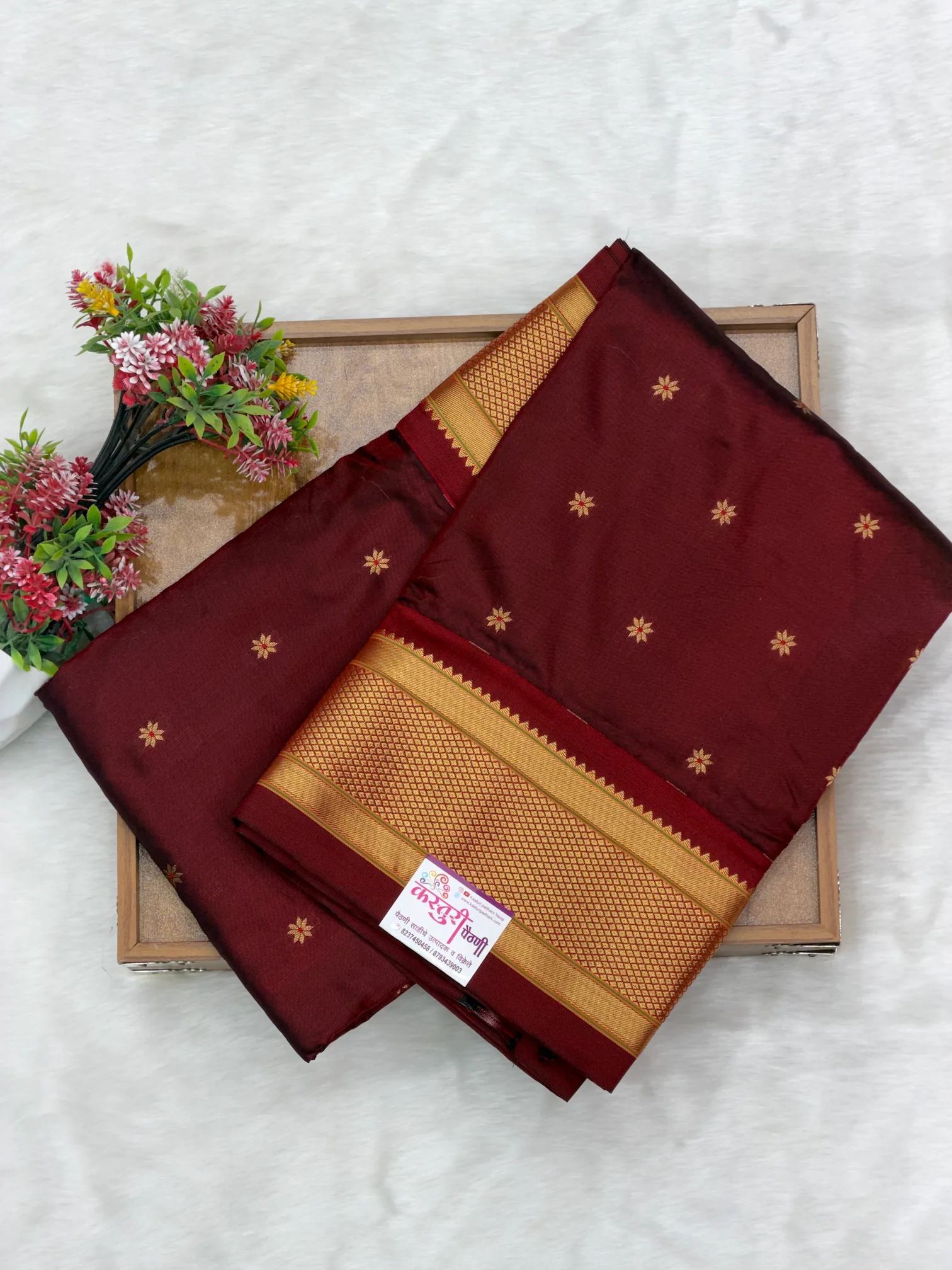 Pure Silk Maharani Maroon Paithani H01