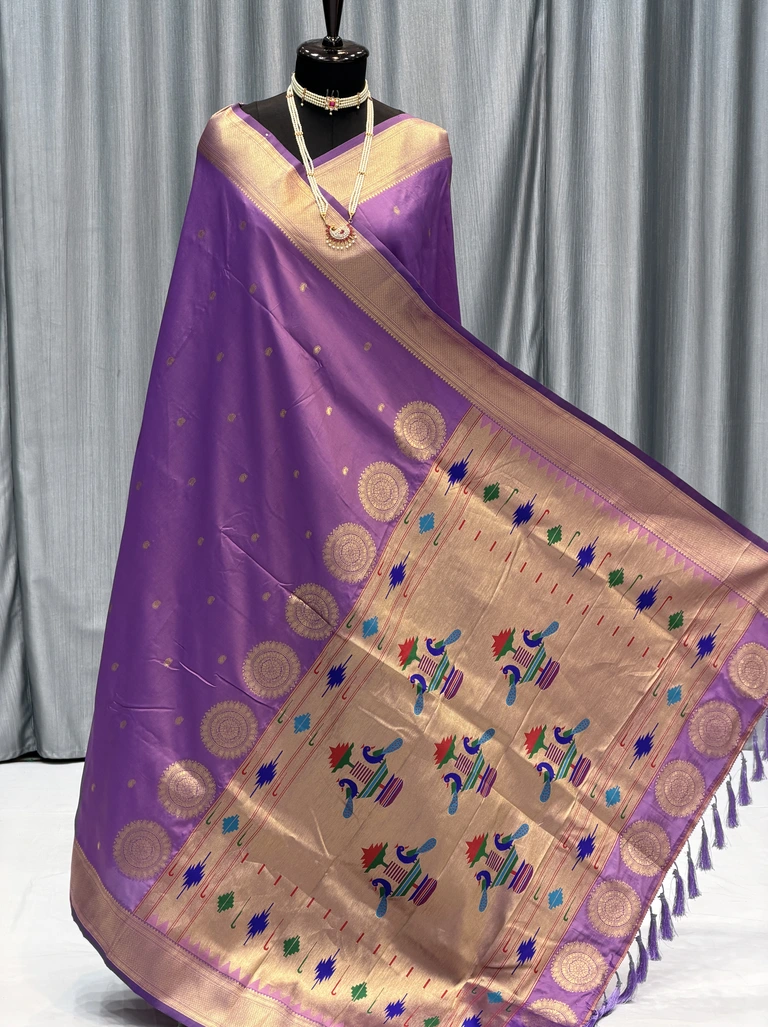 Self 14 Peacock Pallu Paithani Lavender K12