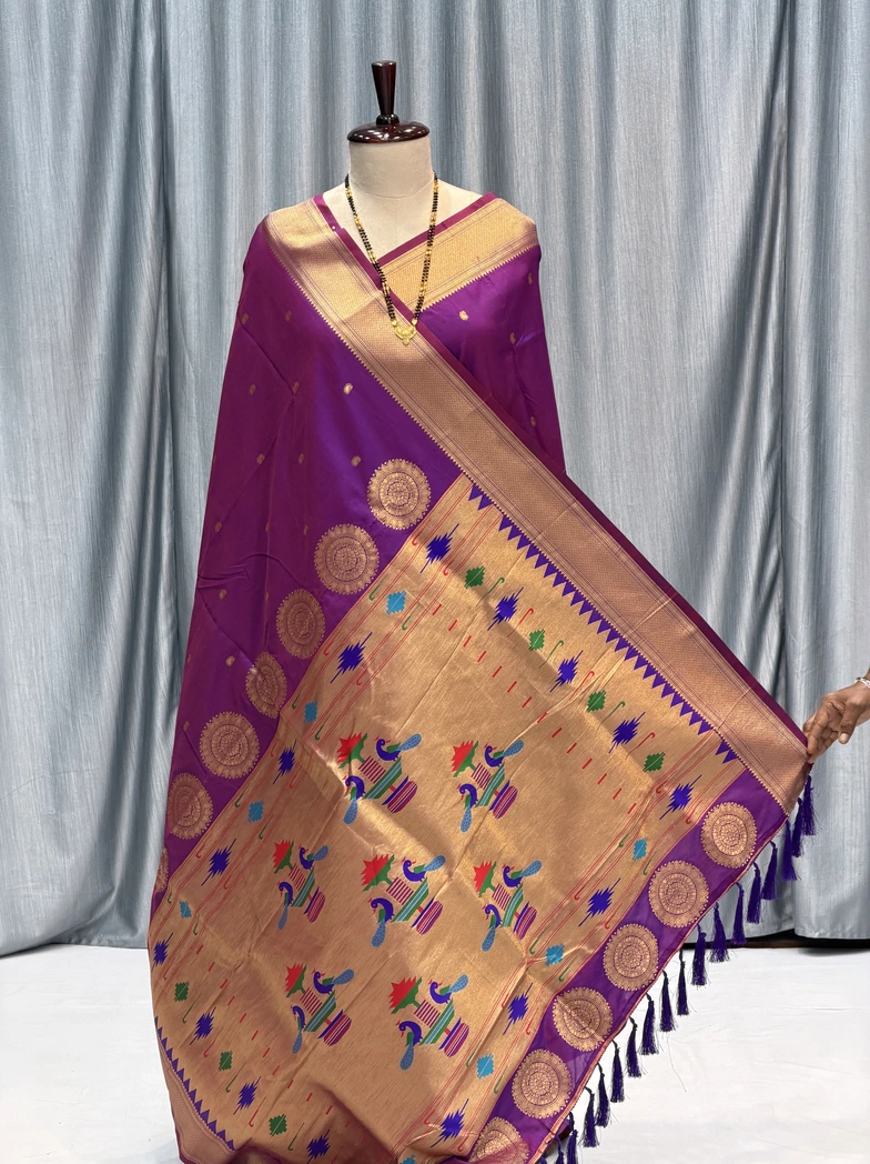 Self 14 Peacock Pallu Paithani Self Paithani Color K12