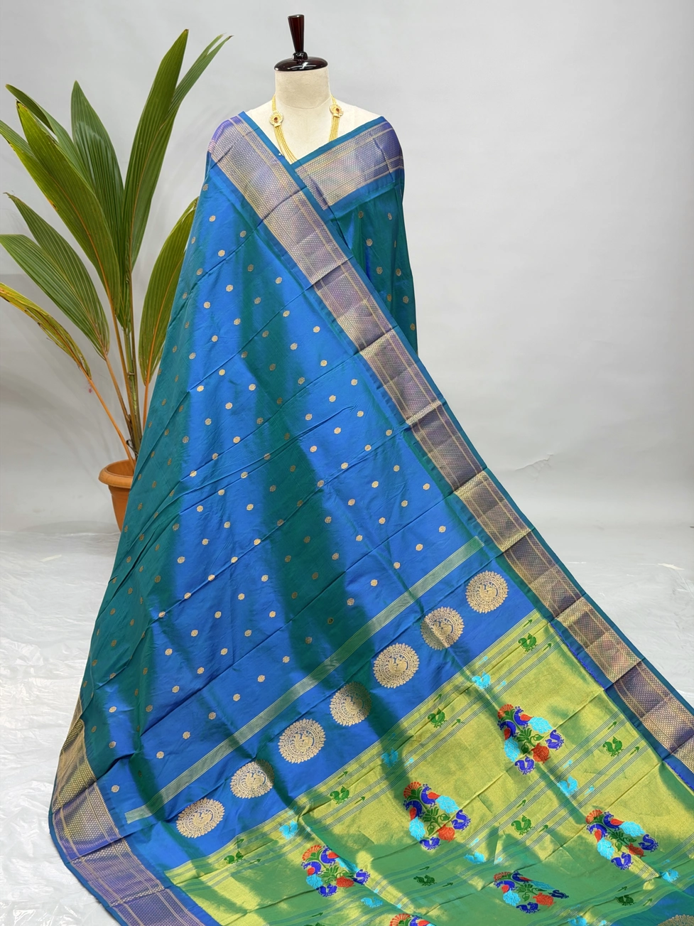 Pure Silk Handloom Kalanjali Paithani Self Rukhmini H13